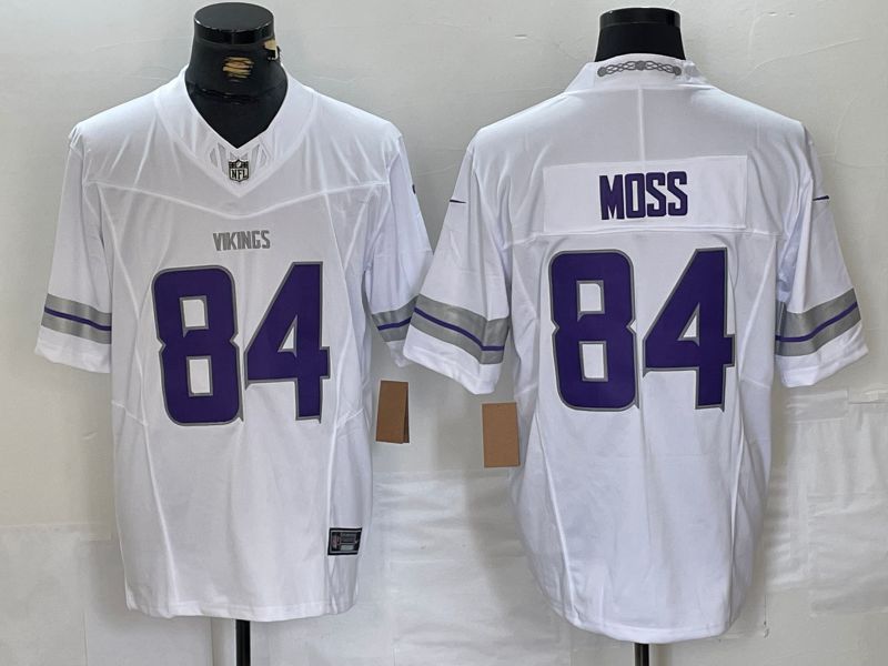 Men Minnesota Vikings #84 Moss White Retro three generations 2024 Nike Limited NFL Jersey style 1->minnesota vikings->NFL Jersey